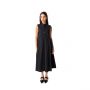 Airy Solid A-Line Midi  Dress - Black