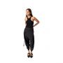 Crossover Layered Elasticated Hem Pants - Black