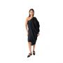 Mono Linen Boho Ruched Dress - Black