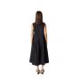 Airy Solid A-Line Midi  Dress - Black