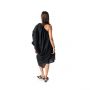 Mono Linen Boho Ruched Dress - Black