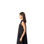 Airy Solid A-Line Midi  Dress - Black