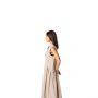 Airy Solid A-Line Midi  Dress - Beige