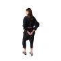 Linen Crossover Harem Pants - Black